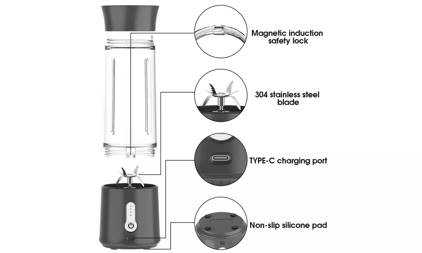 Portable Blender - 17Oz Personal Blender for Smoothies and Shakes| 4000Mah