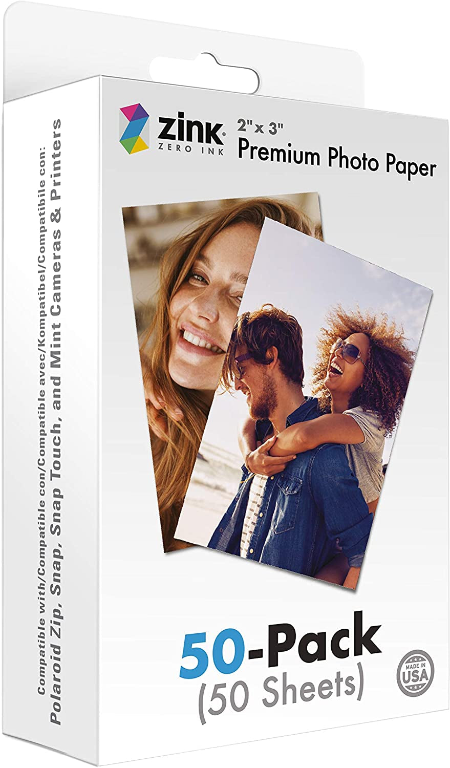 2"X3" Premium Instant Photo Paper (50 Pack) Compatible with Polaroid Snap, Snap Touch, Zip and Mint Cameras and Printers, 50 Count (Pack of 1)