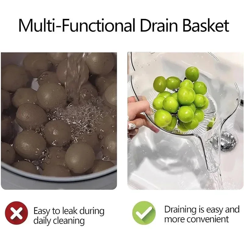 Kitchen Vegetable Drain Basket Household Sink Vegetable Basin Colander Multi-Functional Storage Fruit Plate Kitchen Gadgets